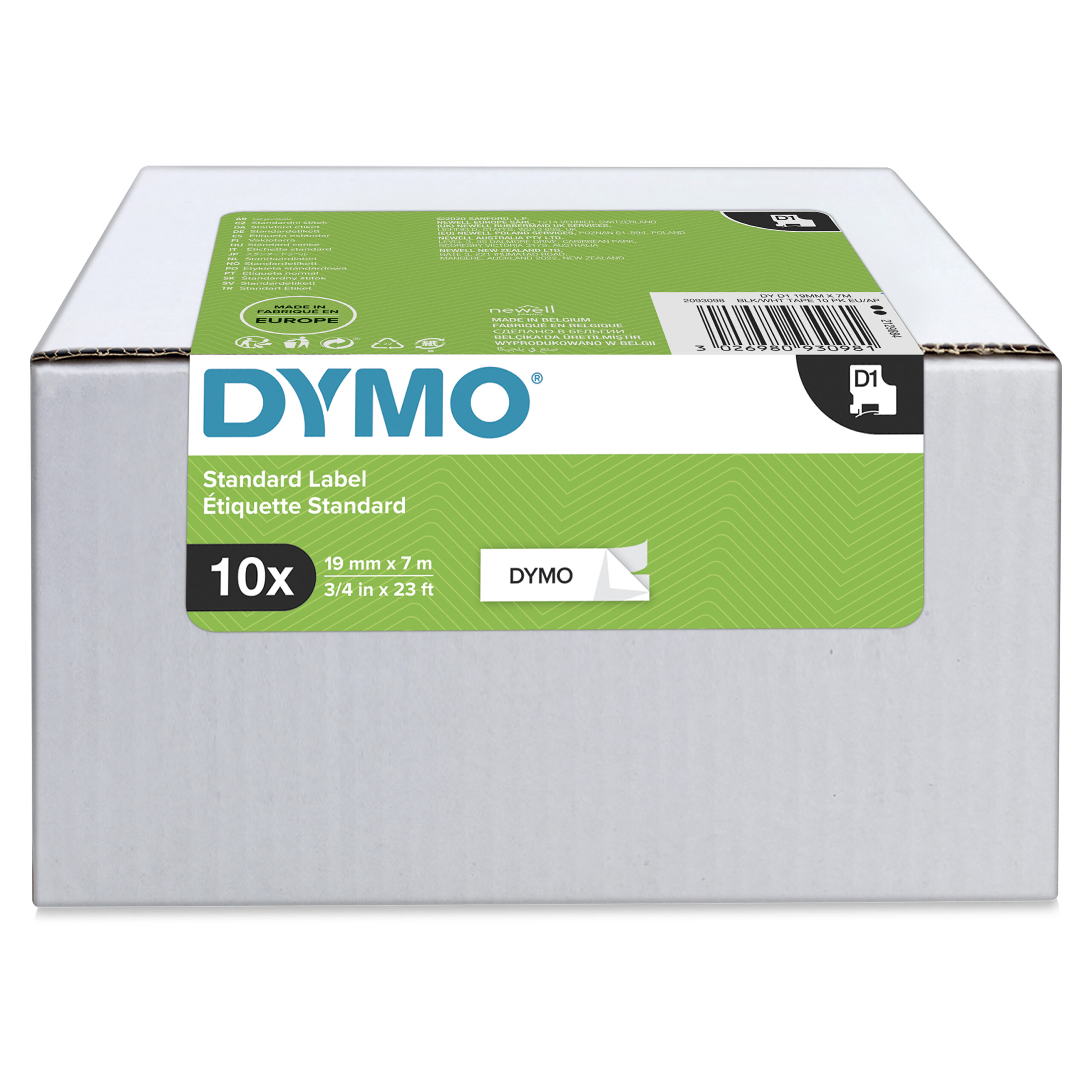DYMO originele D1 labels | Zwarte Tekst op Wit Label | 19 mm x 7 m | zelfklevende etiketten voor de LabelManager labelprinters | 10 stuks | gemaakt in Europa - Afbeelding 14