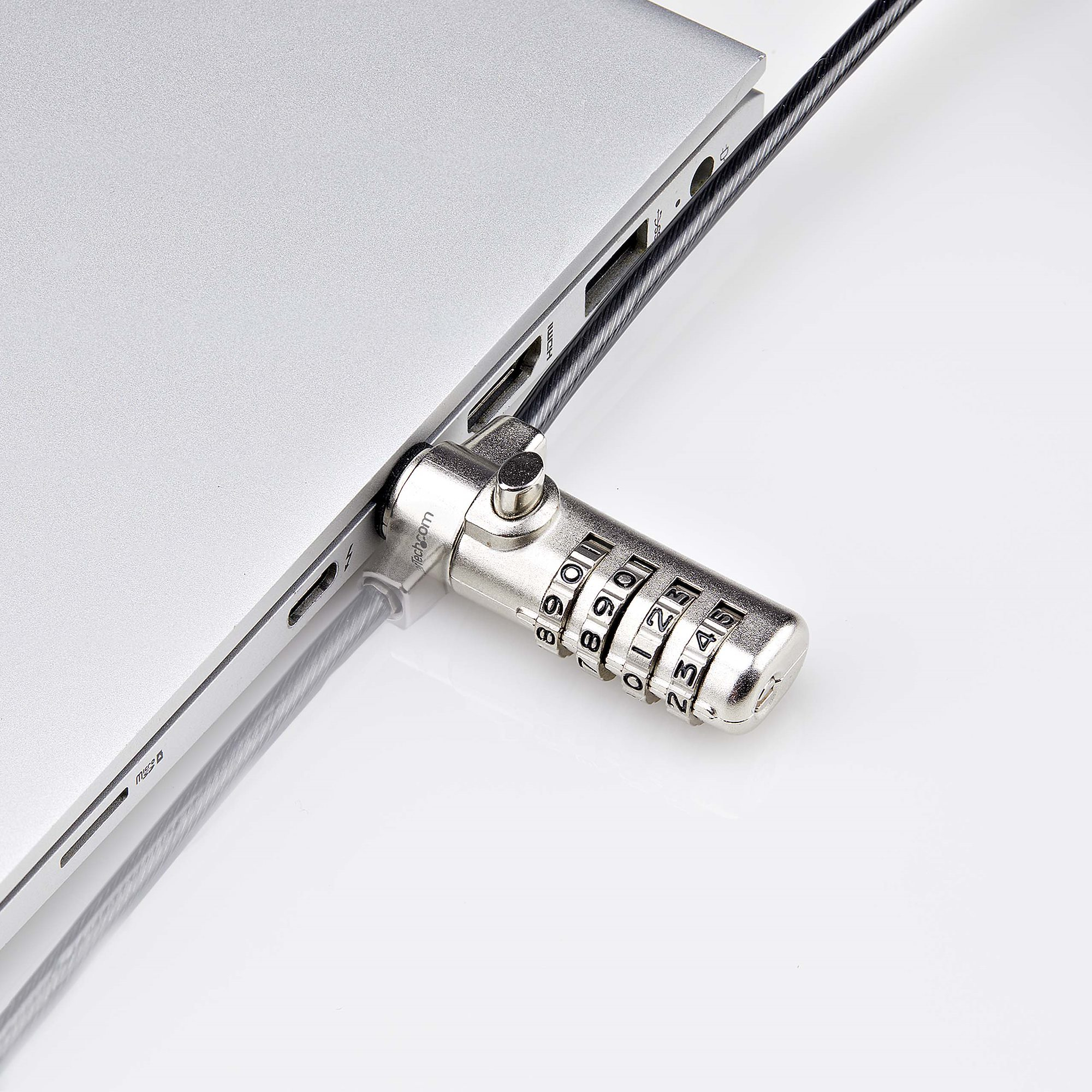 StarTech.com Nano Compatibel Laptop Kabelslot, 1,5m Slim Lock Laptop Beveiligingskabel, Anti-Diefstal Slot voor Laptop/Notebook Computer, Snijbestendige Kabel, 4-Cijferslot - Afbeelding 5