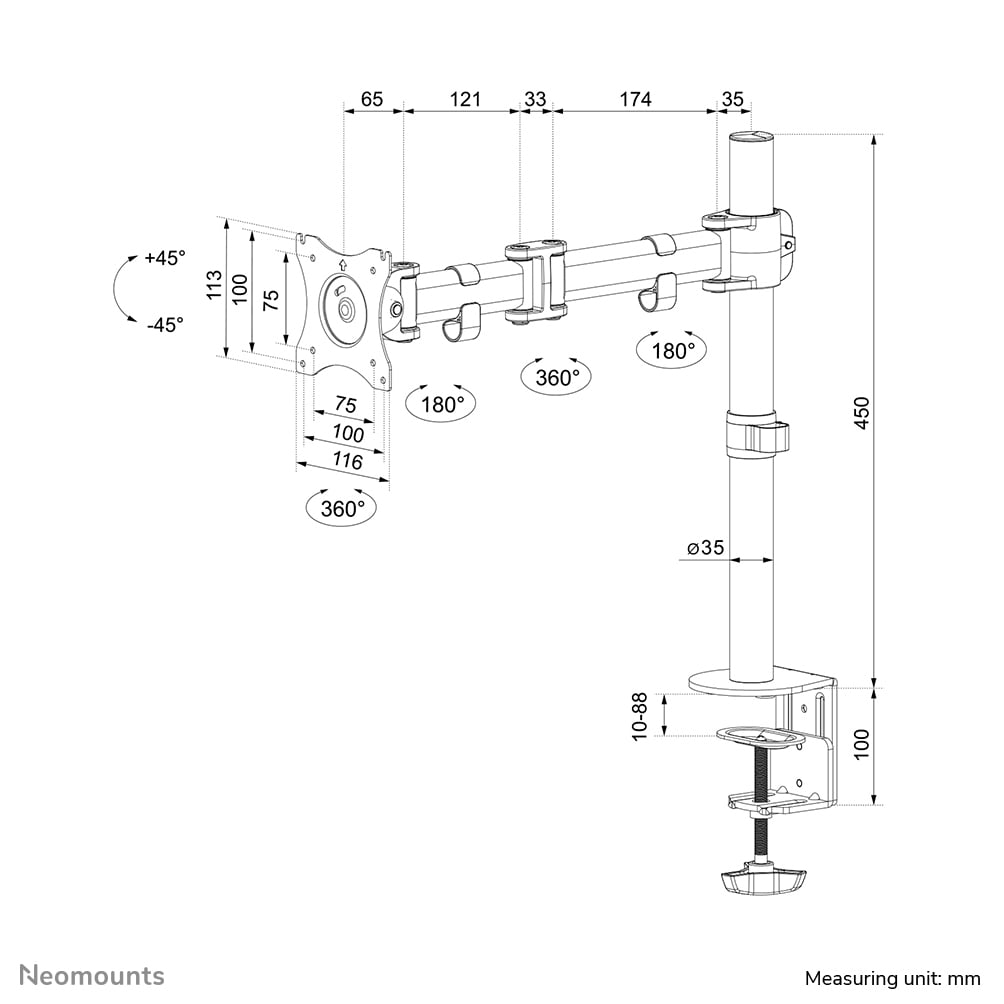 Neomounts NM-D135SILVER Monitorarm 10-30" - Afbeelding 10