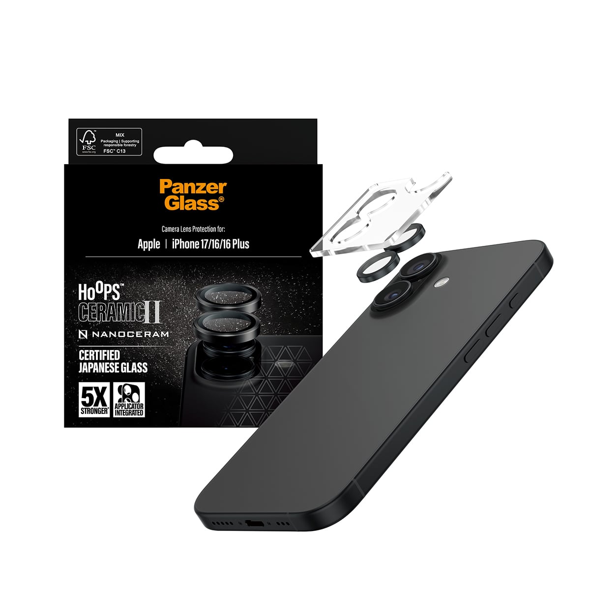 PanzerGlass ® Hoops® Ceramic II Camera Lens Protector iPhone 17 | iPhone 16 | 16 Plus Doorzichtige schermbeschermer Apple 1 stuk(s) - Afbeelding 6