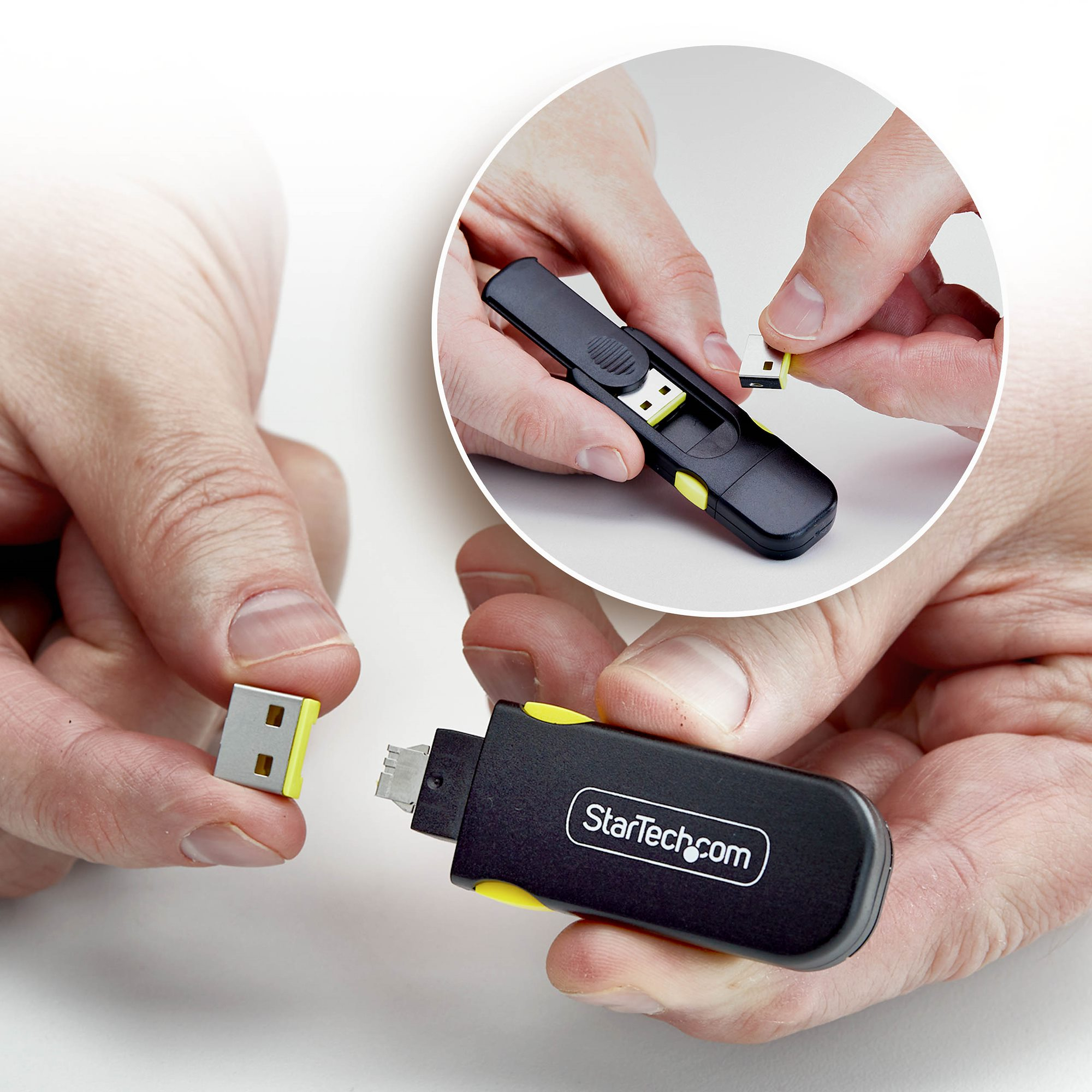StarTech.com USB-A Poort Blocker Sleutel met 4x Vergrendelbare USB-A Stofkappen, Herbruikbare Snap-In Poortbeschermers voor Laptops en Computers - Afbeelding 5
