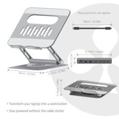 CLUB3D Verstelbare aluminium laptopstandaard met USB-C®-hub - Afbeelding 4