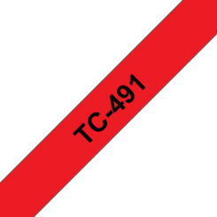 Brother TC-491 labelprinter-tape Zwart op rood - Afbeelding 2