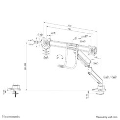 Neomounts DS75-450WH2 Monitorarm 17-32" - gasveer - Topfix - 180°-stop - Afbeelding 21