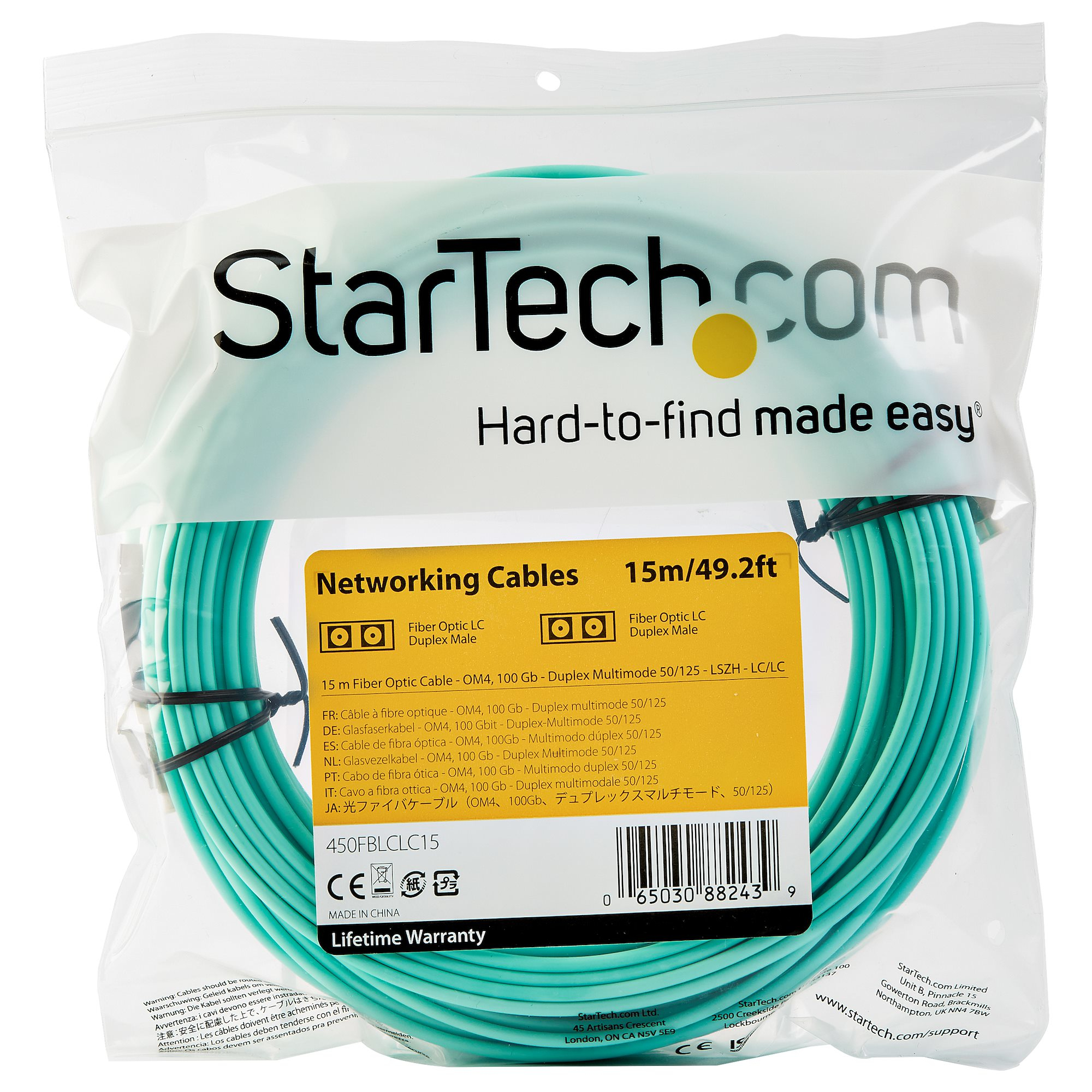 StarTech.com 15m LC/UPC naar LC/UPC OM4 Multimode Glasvezel Netwerkkabel, 50/125µm LOMMF/VCSEL Zipcord Fiber, 100G Netwerken, Low Insertion Loss, LSZH Fiber Patch Kabel - Afbeelding 5