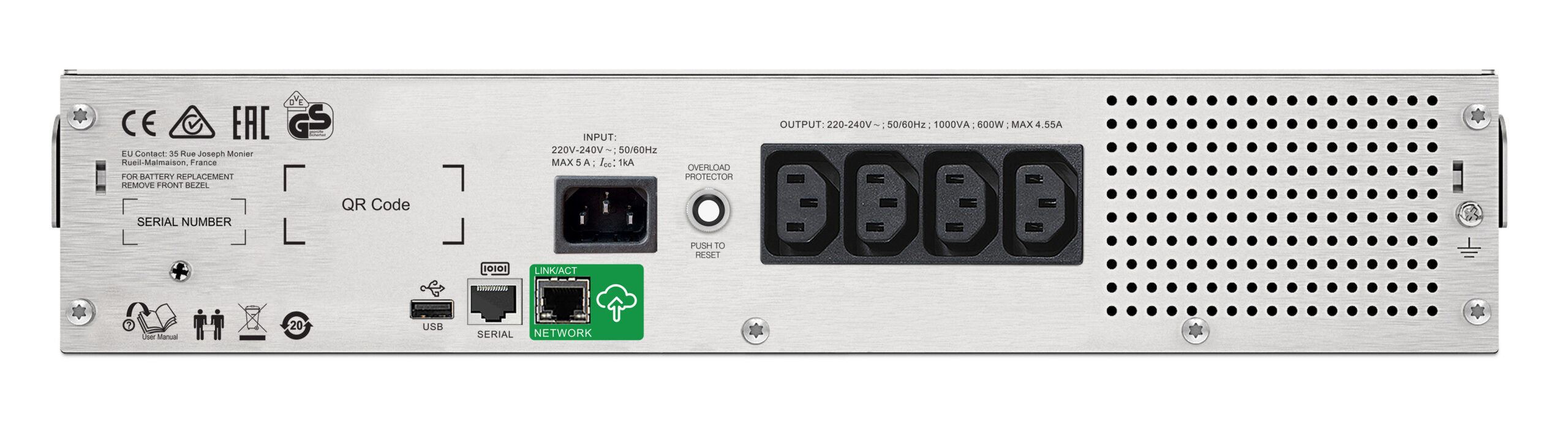 APC Smart-UPS SMC1500I-2UC Noodstroomvoeding - 4x C13, USB, Rack Mountable, SmartConnect, 1500VA - Afbeelding 3