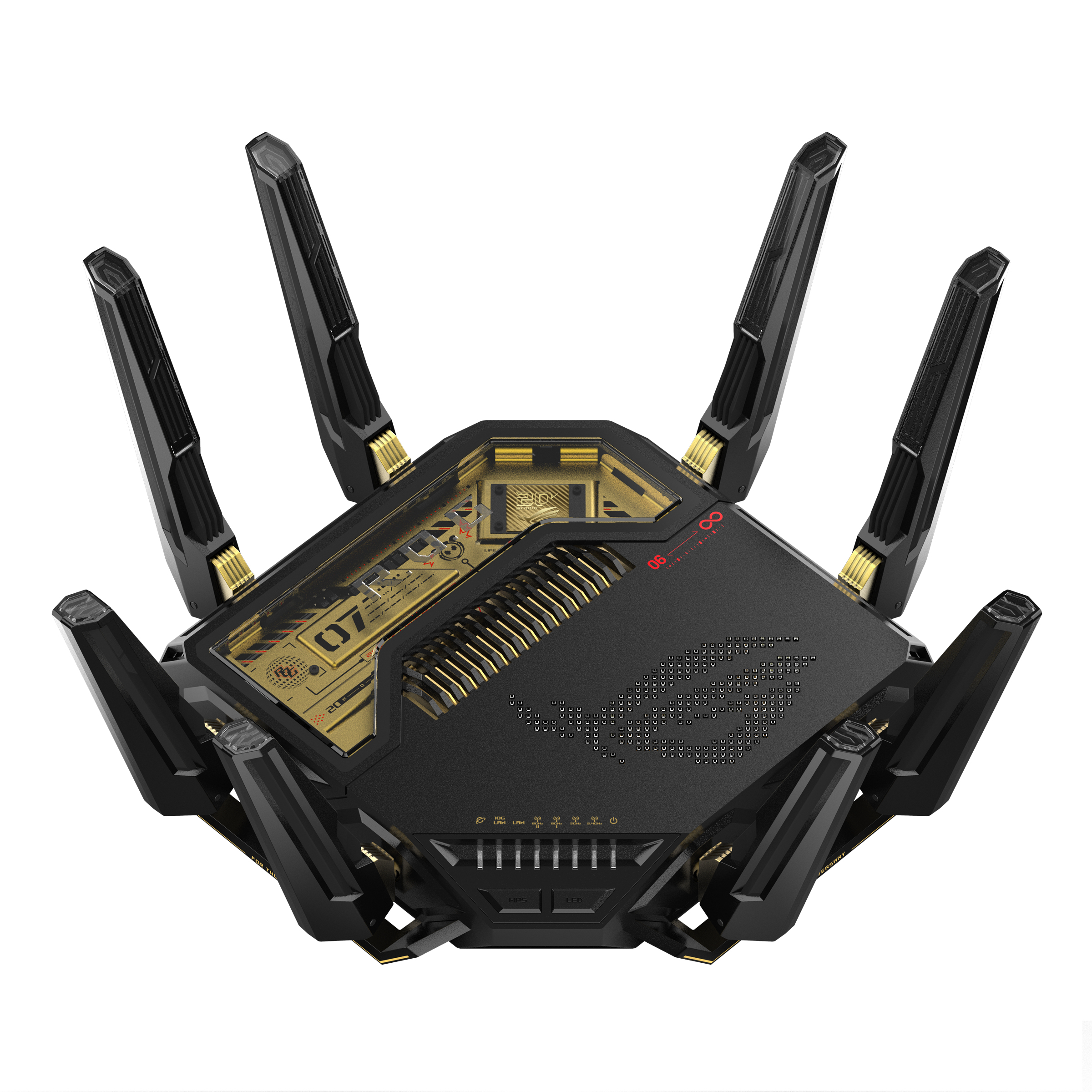ASUS ROG Rapture GT-BE98 draadloze router 10 Gigabit Ethernet Quad-band (2.4 GHz / 5 GHz-1 / 5 GHz-2 / 6 GHz) Zwart