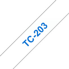 Brother TC-203 labelprinter-tape Blauw op wit - Afbeelding 2