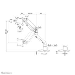Neomounts DS70S-950WH1 Monitorarm 17-49" - gasveer - Topfix - 180°-stop - Afbeelding 21