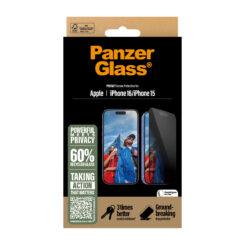 PanzerGlass ® 2-Way Privacy Screen Protector iPhone 16 | 15 | Ultra-Wide Fit w. EasyAligner Doorzichtige schermbeschermer Apple 1 stuk(s) - Afbeelding 4