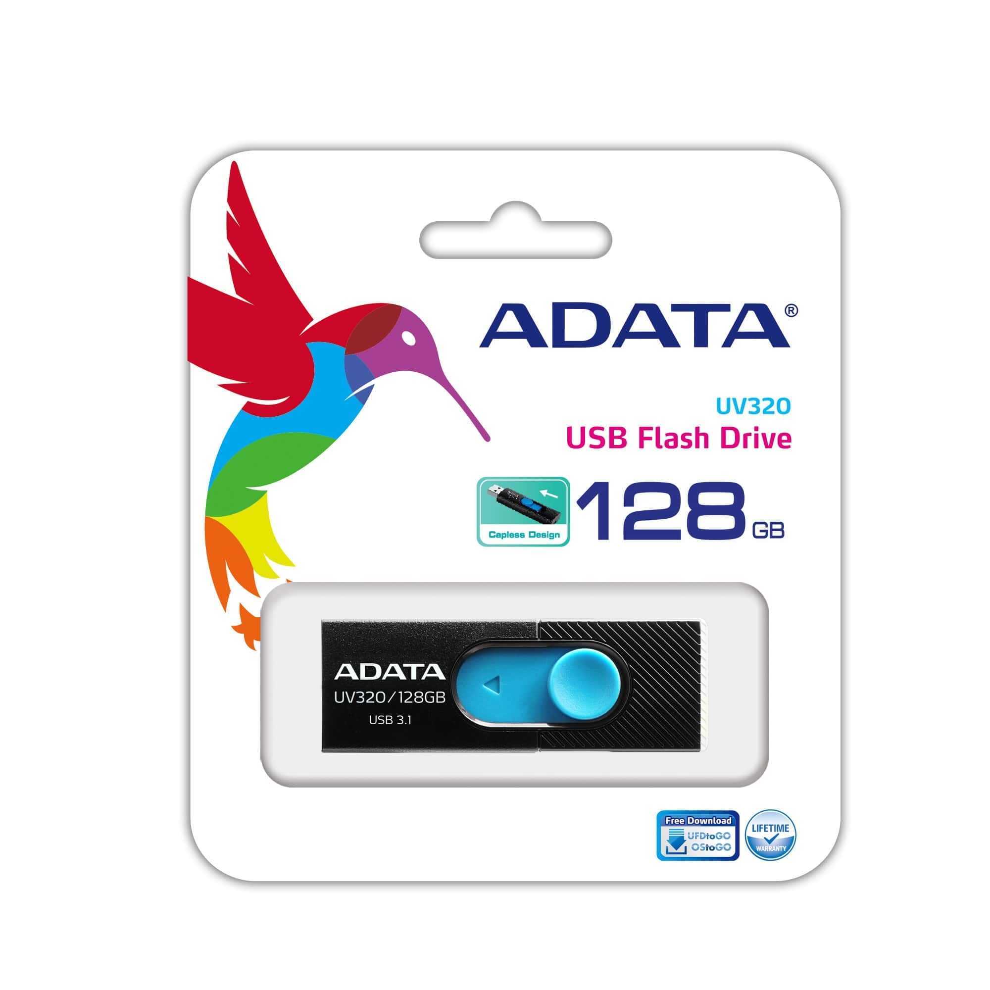 ADATA UV320 USB flash drive 128 GB USB Type-A 3.2 Gen 1 (3.1 Gen 1) Zwart, Blauw - Afbeelding 4