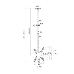 Neomounts FPMA-C340BLACK Monitor/TV-beugel plafond 32-75" - h 106-156 cm - Afbeelding 16