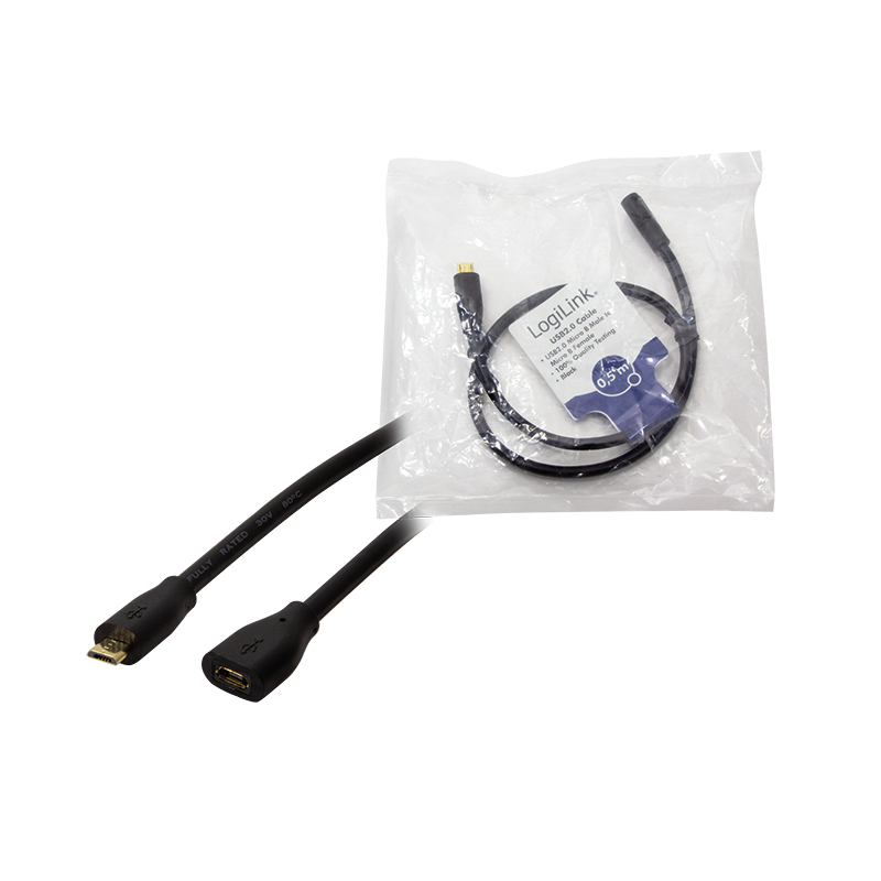 LogiLink CU0120 USB-kabel USB 2.0 0,5 m Micro-USB B 0,48 Gbit/s Zwart - Afbeelding 4
