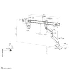 Neomounts NM-D775DXSILVER Monitorarm 10-32" - gasveer - Topfix - 180°-stop - Afbeelding 13