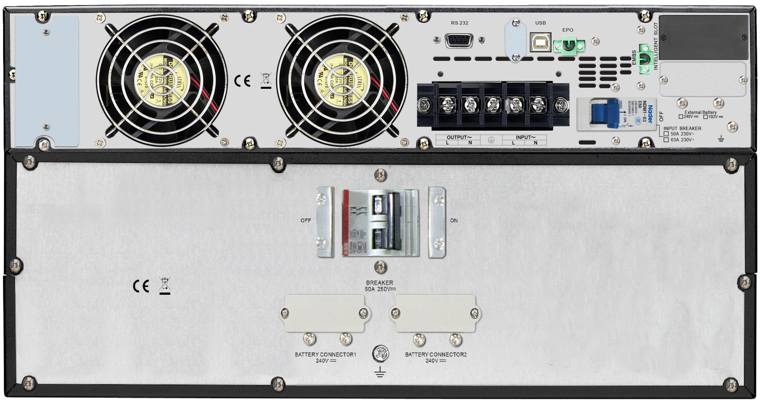 APC Easy-UPS On-Line SRV10KRILRK - 10000VA, Hardwire 1 fase uitgang, USB, Railkit, extendable runtime - Afbeelding 3