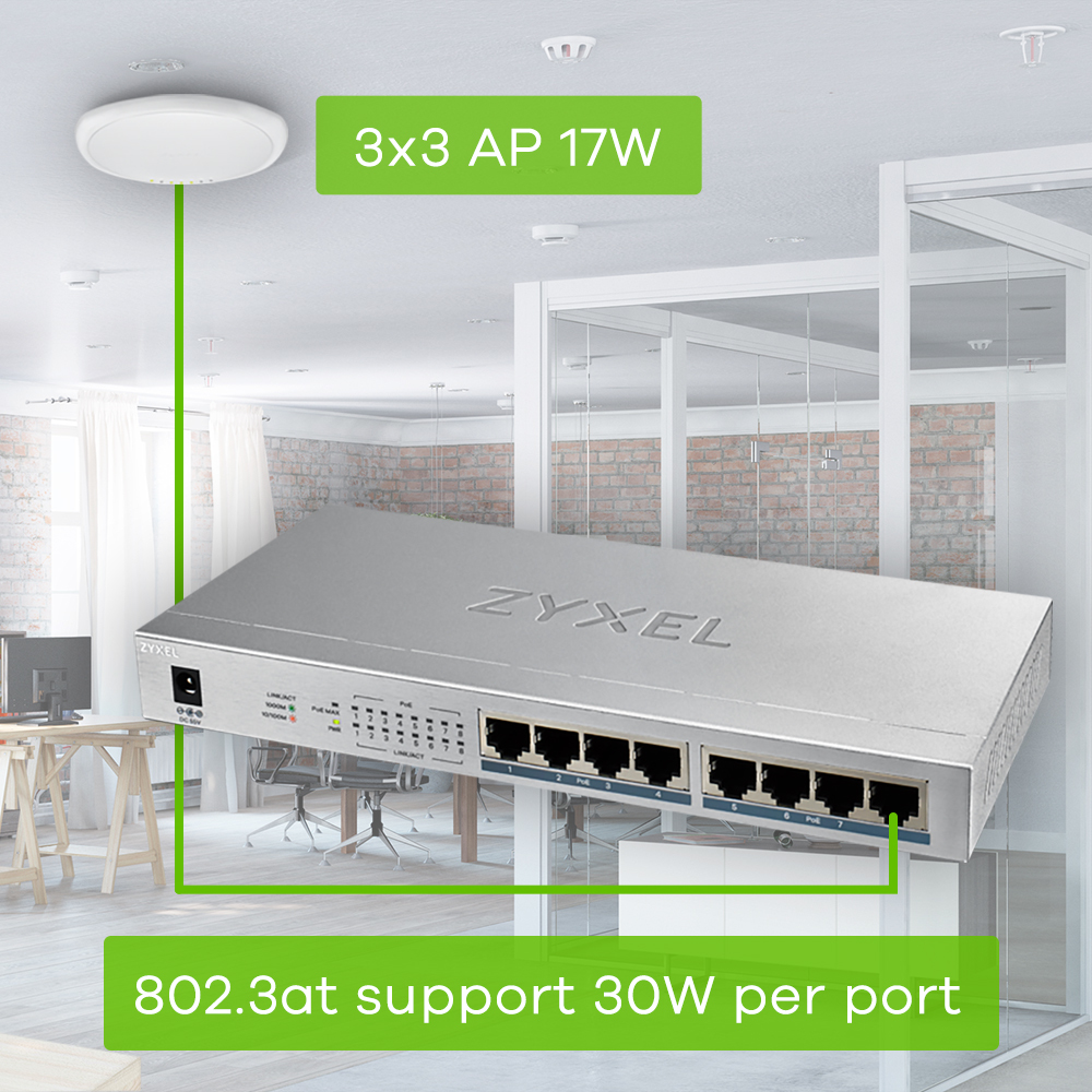 Zyxel GS1008HP Unmanaged Gigabit Ethernet (10/100/1000) Power over Ethernet (PoE) Grijs - Afbeelding 10