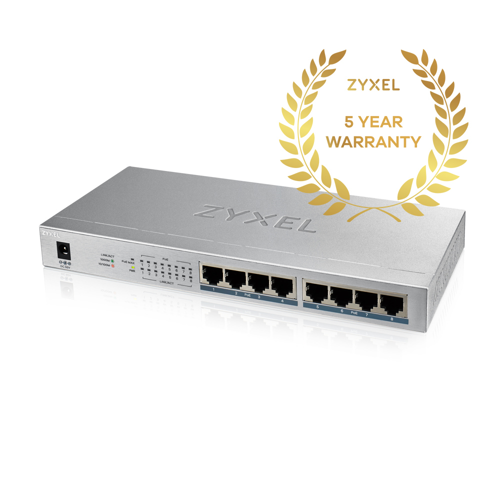 Zyxel GS1008HP Unmanaged Gigabit Ethernet (10/100/1000) Power over Ethernet (PoE) Grijs - Afbeelding 7