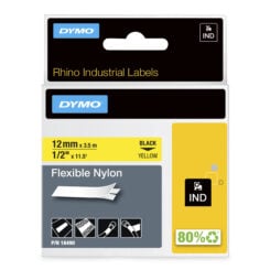 DYMO Rhino industriële Flexibele Nylon Labels | 12 mm x 3,5 m | zwarte afdruk op geel | zelfklevende labels voor Rhino & LabelManager labelprinters - Afbeelding 2