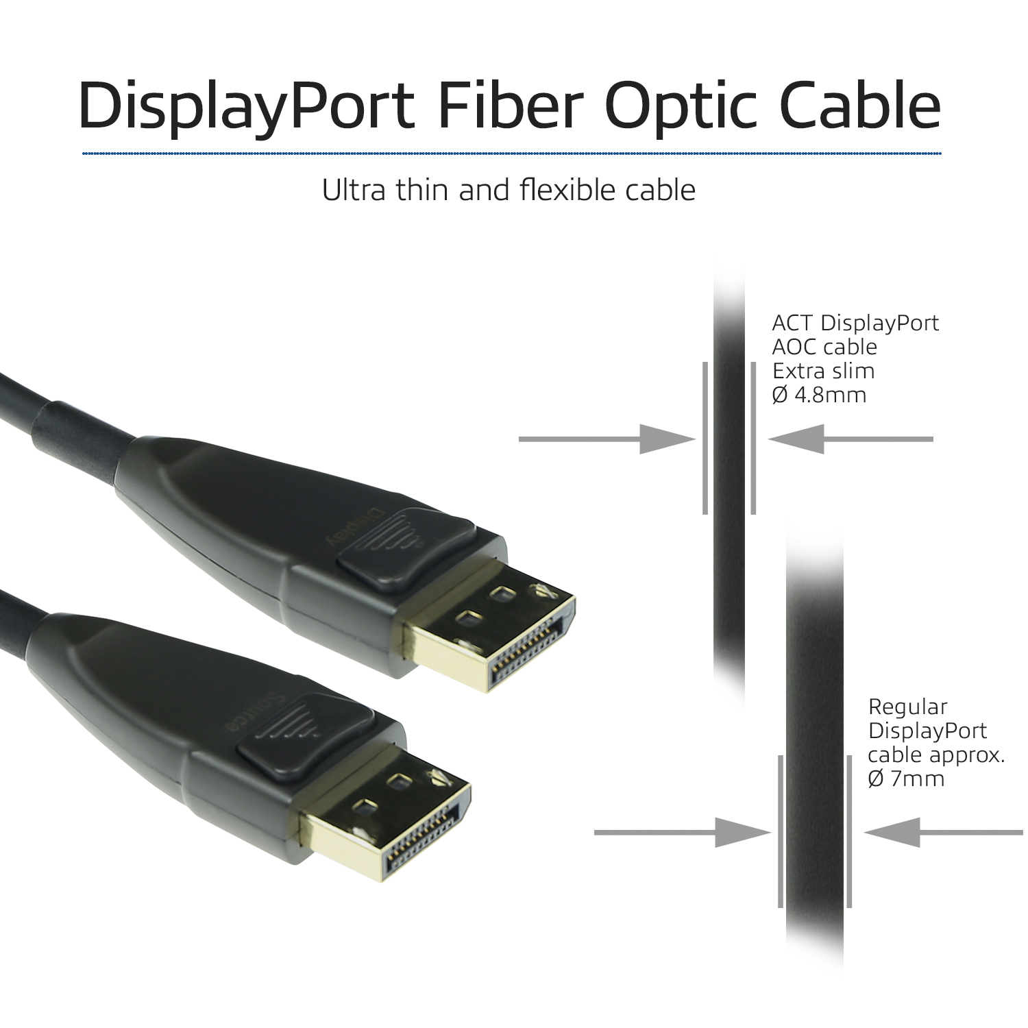 ACT 70 meter DisplayPort Active Optical Cable DisplayPort male - DisplayPort male - Afbeelding 6