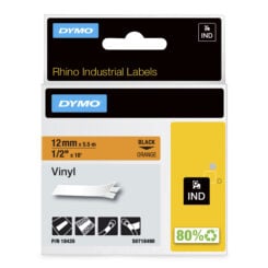 DYMO Rhino industriële Vinyl Labels | 12 mm x 5,5 m | zwarte afdruk op oranje | zelfklevende labels voor Rhino & LabelManager labelprinters - Afbeelding 2