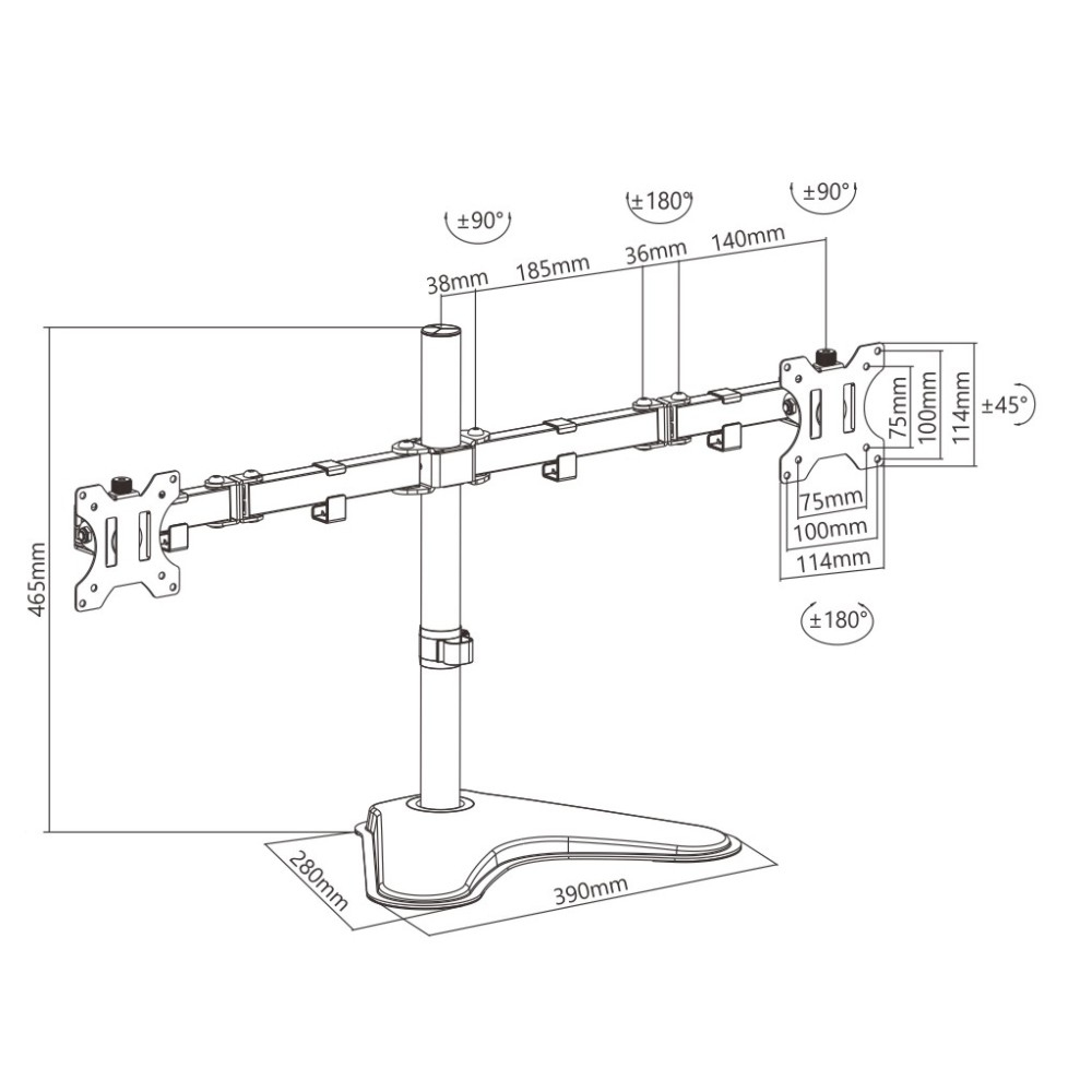 Techly ICA-LCD 2524 flat panel bureau steun 81,3 cm (32") Zwart - Afbeelding 4