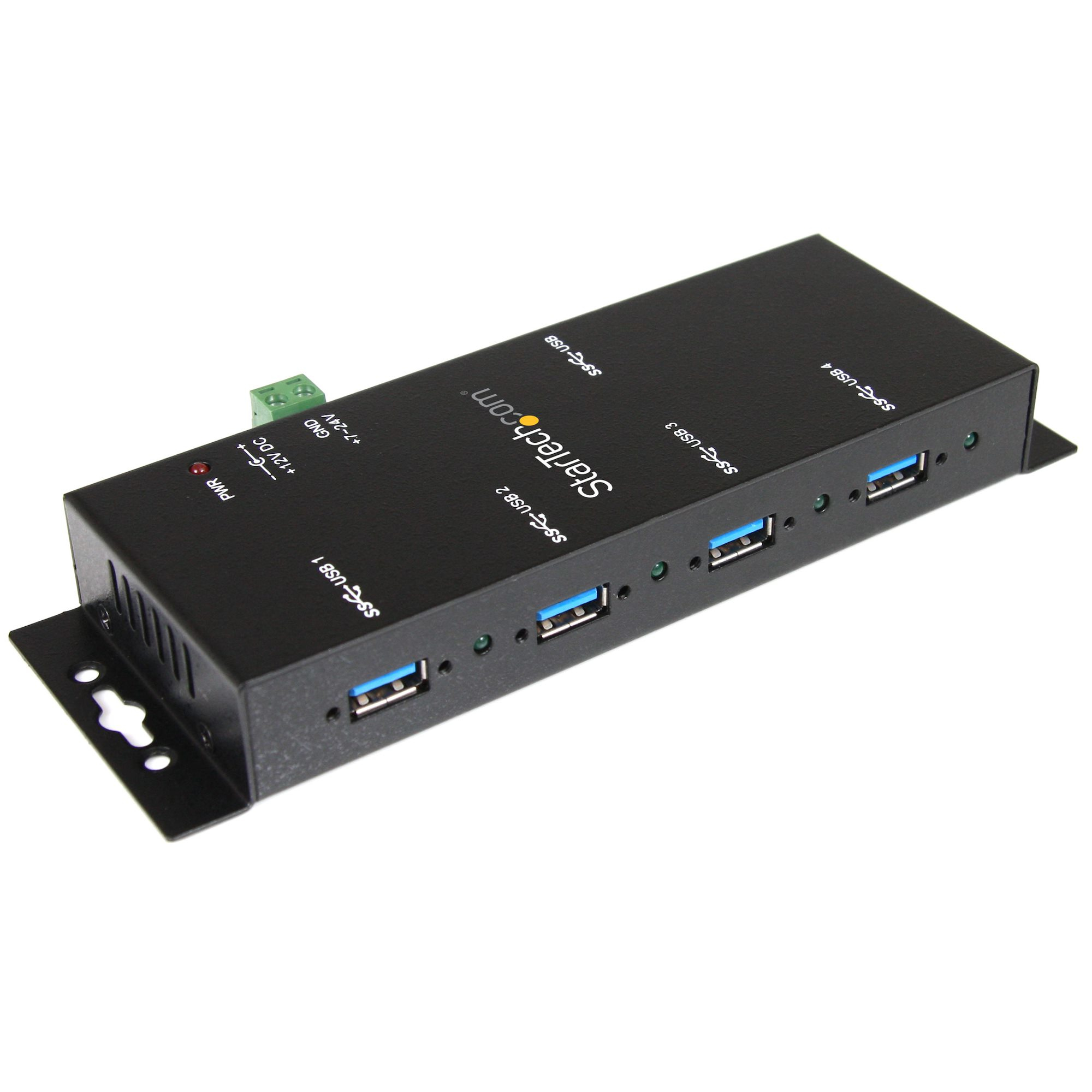 StarTech.com 4-Port USB 3.0 Hub (5Gbps) | Metalen industriële USB-A Hub | Wand- of Bureau-monteerbare USB Data Hub | TAA Compliant USB Extender Hub - Afbeelding 3
