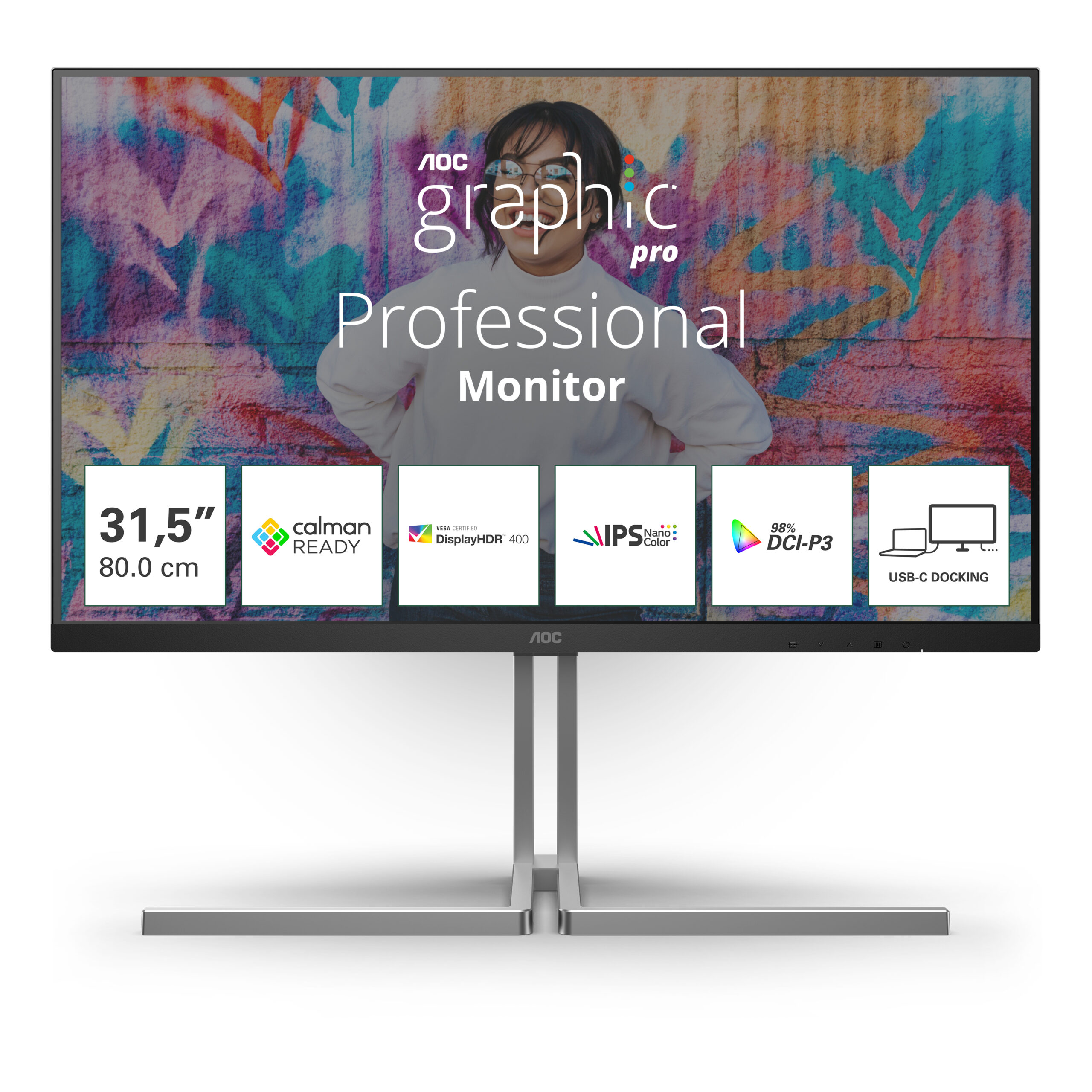 AOC U3 U32U3CV computer monitor 80 cm (31.5") 3840 x 2160 Pixels 4K Ultra HD LCD Zwart