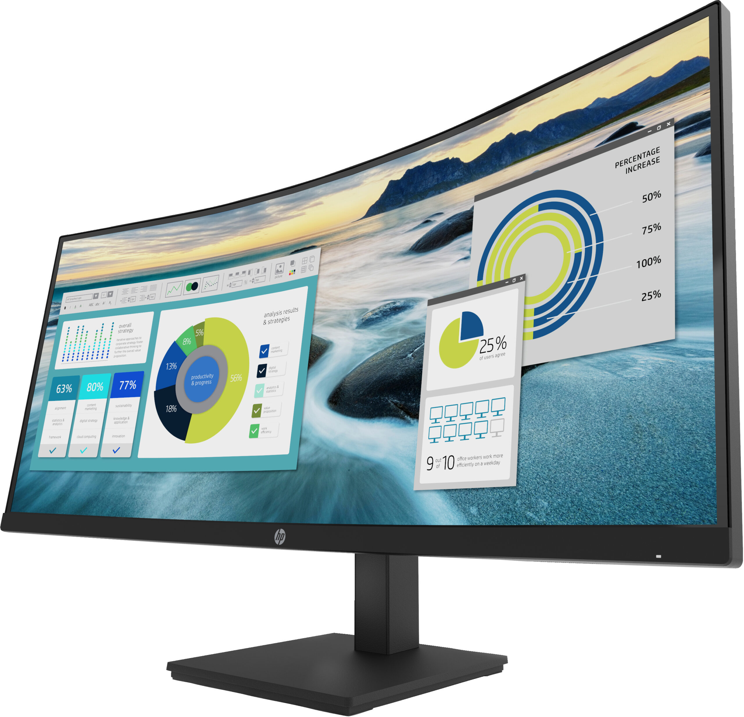 HP P34hc G4 WQHD USB-C Curved monitor - Afbeelding 4