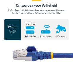 StarTech.com 50cm CAT8 Netwerkkabel, Blauw, Snagless RJ45, 25G/40G, 2000MHz, 100W PoE++, S/FTP, 26AWG 100% Pure Koperdraad, LSZH, Shielded Ethernet Kabel met Trekontlasting, Fluke Channel Getest - Afbeelding 9