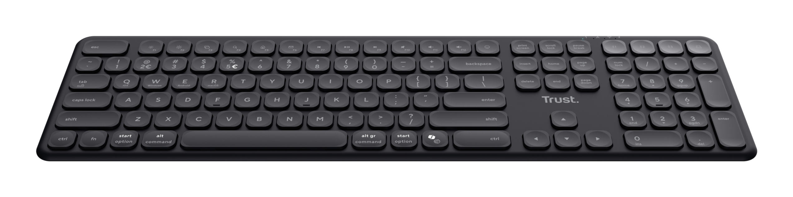 Trust Vaiya Draadloos Toetsenbord - Multi-device toetsenbord – QWERTY US-indeling – USB en Bluetooth – Zwart - Afbeelding 3