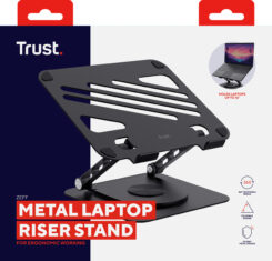 Trust Zeff Laptopstandaard - Verstelbare laptopstandaard – Voor laptops tot 16 inch – Aluminium ontwerp – Zwart - Afbeelding 10