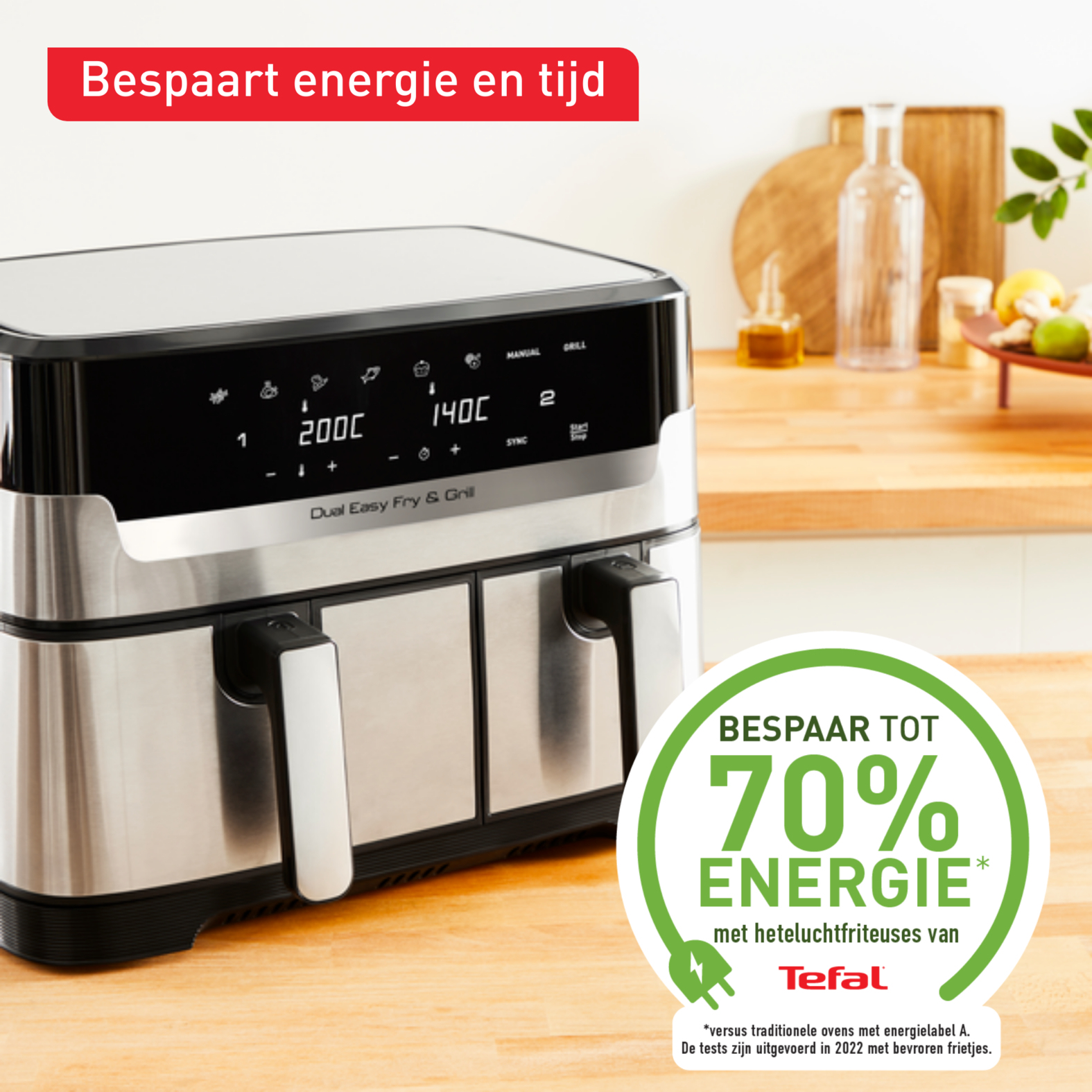 Tefal Dual Easy Fry & Grill Easy Fry & Grill Dual EY905D air fryer met dubbele lades - 8 programma's - 5,2 L + 3,1 L - Afbeelding 8