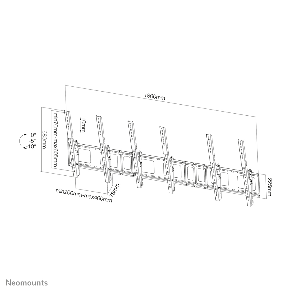 Neomounts NS-WMB300PBLACK Menuboard muurbeugel 40-52" - kantelbaar - portrait - Afbeelding 8