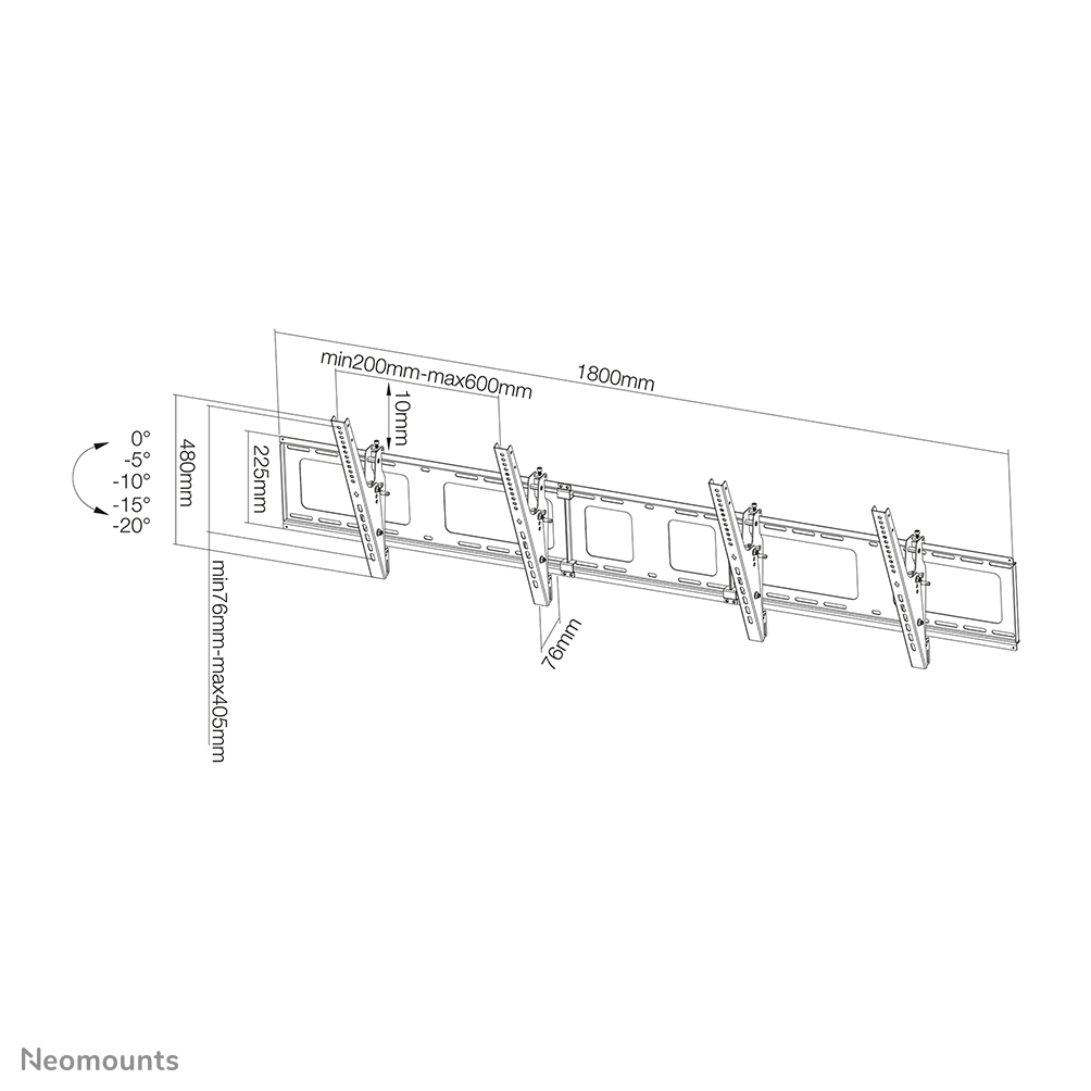 Neomounts NS-WMB200BLACK Menuboard muurbeugel 40-52" - kantelbaar - Afbeelding 12