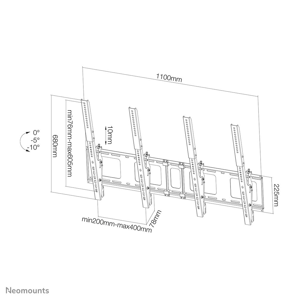 Neomounts NS-WMB200PBLACK Menuboard muurbeugel 40-52" - kantelbaar - portrait - Afbeelding 8