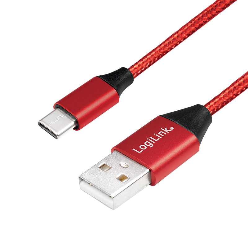 LogiLink CU0148 USB-kabel USB 2.0 1 m USB A USB C 0,48 Gbit/s Zwart, Rood - Afbeelding 2
