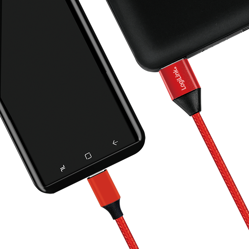 LogiLink CU0148 USB-kabel USB 2.0 1 m USB A USB C 0,48 Gbit/s Zwart, Rood - Afbeelding 4