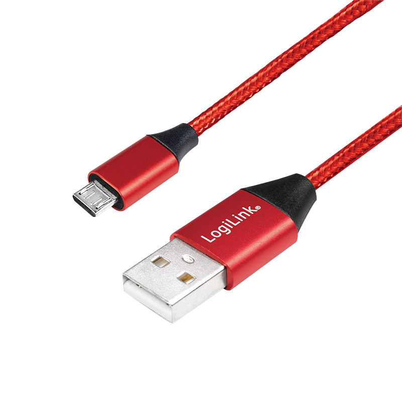 LogiLink CU0151 USB-kabel USB 2.0 0,3 m USB A Micro-USB B Rood - Afbeelding 2