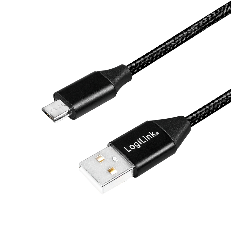 LogiLink CU0144 USB-kabel USB 2.0 1 m USB A Micro-USB B 0,48 Gbit/s Zwart - Afbeelding 2