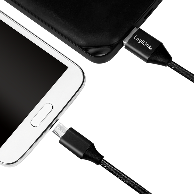LogiLink CU0144 USB-kabel USB 2.0 1 m USB A Micro-USB B 0,48 Gbit/s Zwart - Afbeelding 4