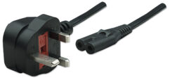 Manhattan Voedingskabel, Britse 3-polige stekker (Type G) naar C7-connector (figuur-8), 1,8 m, 13 A, zwart, netkabel, levenslange garantie - Afbeelding 2