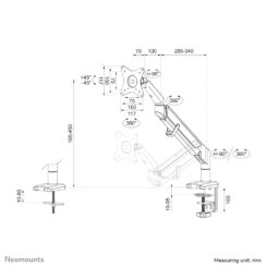 Neomounts DS70-810BL1 Monitorarm 17-32" - gasveer - ruimtebesparend - 180°-stop - Afbeelding 21