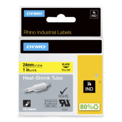 DYMO Rhino industriële Heat-Shrink Tube-labels | 24 mm x 1,5 m | zwarte afdruk op geel | voor Rhino labelprinters - Afbeelding 2