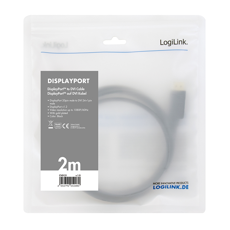 LogiLink CV0133 video kabel adapter 5 m DisplayPort DVI Zwart - Afbeelding 5