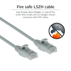 ACT Grijze 5 meter LSZH U/UTP CAT6 datacenter slimline patchkabel snagless met RJ45 connectoren - Afbeelding 8