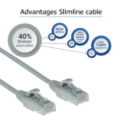 ACT Grijze 5 meter LSZH U/UTP CAT6 datacenter slimline patchkabel snagless met RJ45 connectoren - Afbeelding 5