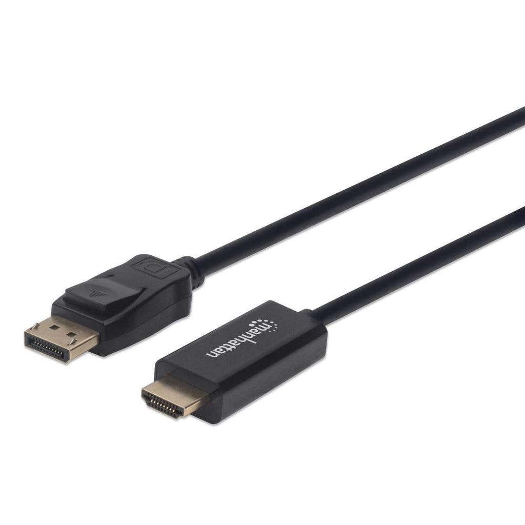 Manhattan DisplayPort 1.2 naar HDMI kabel, 4K@60Hz, 1 m, mannelijk naar mannelijk, met vergrendeling, niet bi-directioneel, zwart, 3 jaar garantie, equivalent aan 3F-DP-HDMI-4K60-HDR