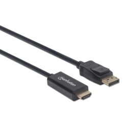 Manhattan DisplayPort 1.2 naar HDMI kabel, 4K@60Hz, 1 m, mannelijk naar mannelijk, met vergrendeling, niet bi-directioneel, zwart, 3 jaar garantie, equivalent aan 3F-DP-HDMI-4K60-HDR - Afbeelding 3