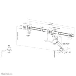 Neomounts NM-D775DX3WHITE flat panel bureau steun 68,6 cm (27") Wit - Afbeelding 13