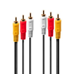 Lindy 35691 composiet videokabels 2 m 3 x RCA Zwart